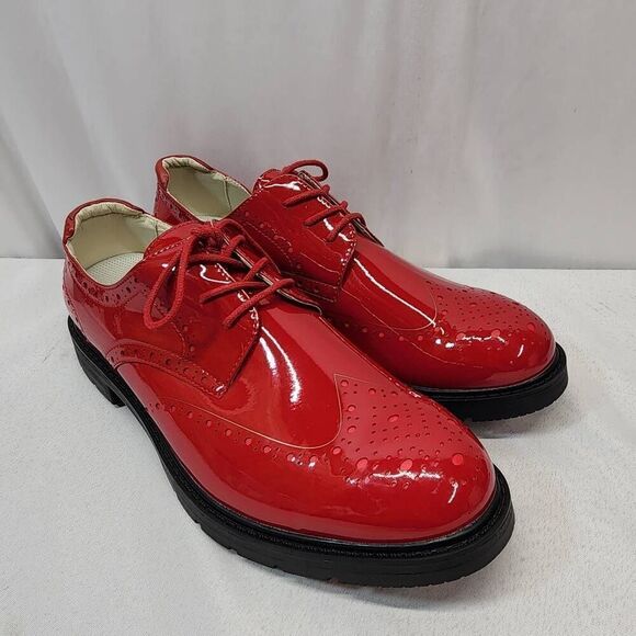 Threston Mens 12 Red Fashion Golf Shoes Outdoor Leather Formal Spiked Golfing main image 10